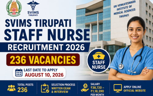 SVIMS Tirupati Staff Nurse Recruitment 2026: 236 Vacancies, Apply Online